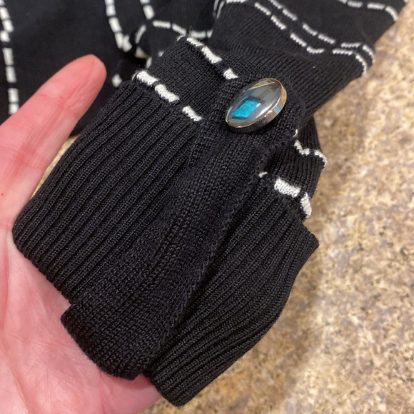 NWT Apt. 9 Petite Small Sweater Rushed Side Pullover Short Sleeve Black & White - Picture 6 of 16